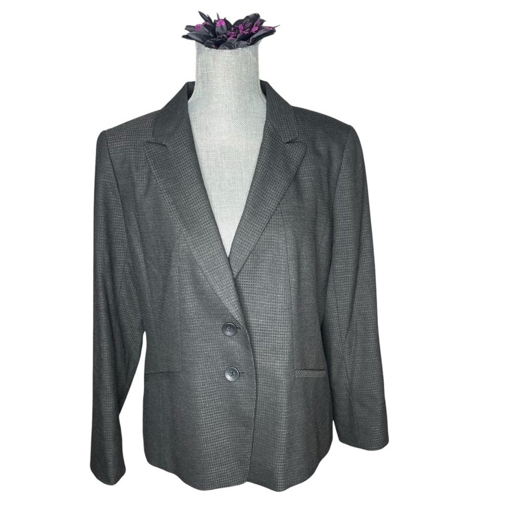 Classiques Entier Gray Patterned Two Button Blazer Jacket Sz 14 Career Workwear